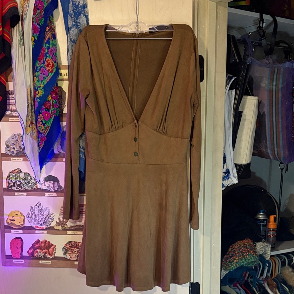 Audrey 3+1 Tan Long-Sleeve Dress